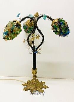 Antique Murano Beautiful Deco Lamp Bronze Clusters Grape Art Nouveau