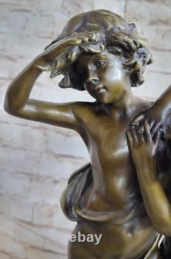 Antique Original Milo Bronze Sculptures of French Children on Marble Base Art Deco