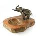 Antique Silvered Bronze Elephant Marble Art Deco Ashtray