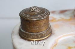 Antique bronze and onyx inkwell, Napoleon eagle, blotter, Art Deco period