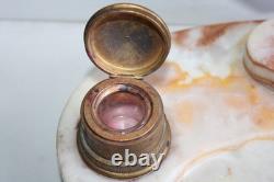 Antique bronze and onyx inkwell, Napoleon eagle, blotter, Art Deco period