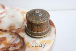 Antique bronze and onyx inkwell, Napoleon eagle, blotter, Art Deco period