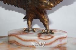 Antique bronze and onyx inkwell, Napoleon eagle, blotter, Art Deco period