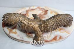Antique bronze and onyx inkwell, Napoleon eagle, blotter, Art Deco period