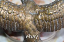 Antique bronze and onyx inkwell, Napoleon eagle, blotter, Art Deco period
