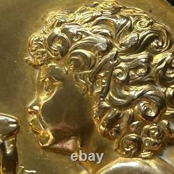 Antique bronze brooch, The Faun with the Antelope by François Maurice Thénot
