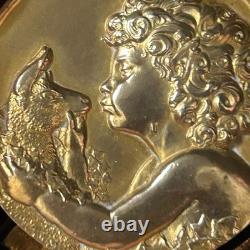 Antique bronze brooch, The Faun with the Antelope by François Maurice Thénot