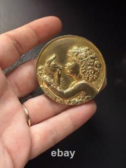 Antique bronze brooch, The Faun with the Antelope by François Maurice Thénot