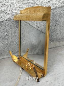 Antique gilded bronze Art Deco mirror Leleu Ruhlmann modernist train