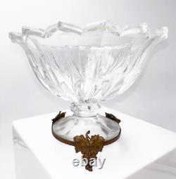 Antique grape bowl in Baccarat crystal and bronze, 19th century