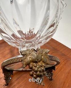 Antique grape bowl in Baccarat crystal and bronze, 19th century