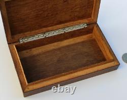 Antique rosewood cigar box Marcel Quercia bronze relief Art Deco rare