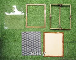 Antique superb Art Deco bronze frame to stand or hang, rose decoration