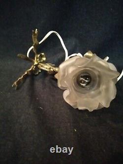 Applique Art Deco Bronze Flower Luminaire Lamp Light Decoration