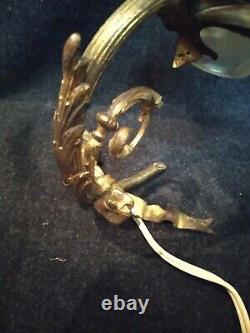 Applique Art Deco Bronze Flower Luminaire Lamp Light Decoration