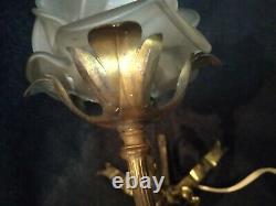 Applique Art Deco Bronze Flower Luminaire Lamp Light Decoration