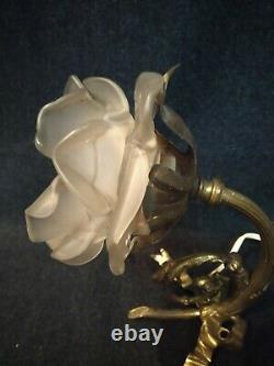Applique Art Deco Bronze Flower Luminaire Lamp Light Decoration