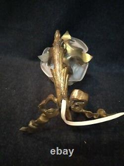 Applique Art Deco Bronze Flower Luminaire Lamp Light Decoration