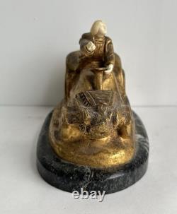 Art Deco 1903 bronze chryselephantine statue, SOMME automobilia, mechanical Valkyrie