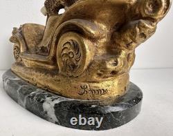 Art Deco 1903 bronze chryselephantine statue, SOMME automobilia, mechanical Valkyrie