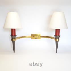 Art Deco 1925 Large pair of wall sconces in bronze No Jean Royère Jules Leleu