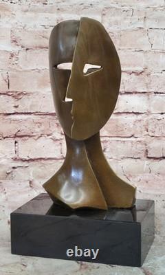 Art Deco Art Moderne Faces by Picasso Bronze Sculpture Marble Base Case