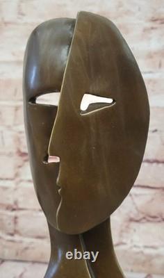 Art Deco Art Moderne Faces by Picasso Bronze Sculpture Marble Base Case