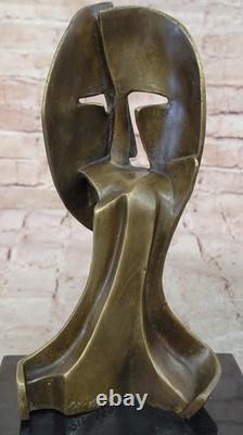 Art Deco Art Moderne Faces by Picasso Bronze Sculpture Marble Base Case