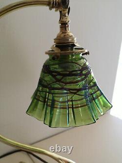 Art Deco / Art Nouveau Lamp Bronze. Irise Glass Tulip Attributed To Loetz