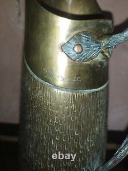 Art Deco Art Nouveau Pourer Pitcher Signed V. Mugaritz Brass Bronze