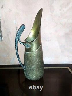 Art Deco Art Nouveau Pourer Pitcher Signed V. Mugaritz Brass Bronze