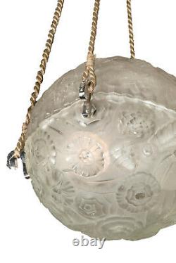 Art Deco Ball Lustre Sabino Bronze Nickel And Glass 1930