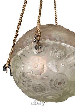 Art Deco Ball Lustre Sabino Bronze Nickel And Glass 1930