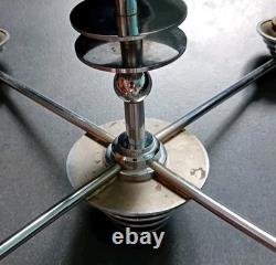 Art Deco Bauhaus Modernist Silvered Bronze Chandelier