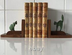 Art Deco Bookends Cats? Bronze on Old Wooden Base