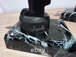 Art Deco Bookends Pair Janle, Max Le Verrier in Art Cast Iron and Marble