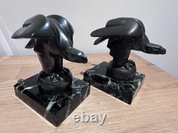 Art Deco Bookends Pair Janle, Max Le Verrier in Art Cast Iron and Marble