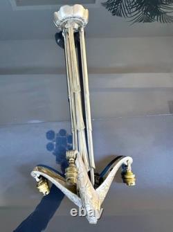 Art Deco Brass and Nickel-Plated Bronze Chandelier Mounting