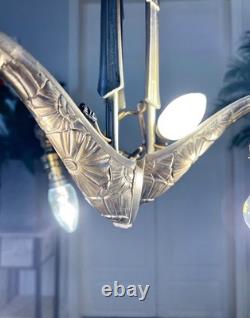 Art Deco Brass and Nickel-Plated Bronze Chandelier Mounting