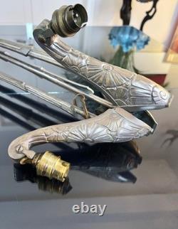 Art Deco Brass and Nickel-Plated Bronze Chandelier Mounting