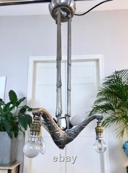 Art Deco Brass and Nickel-Plated Bronze Chandelier Mounting