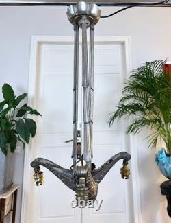 Art Deco Brass and Nickel-Plated Bronze Chandelier Mounting