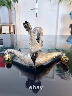 Art Deco Brass and Nickel-Plated Bronze Chandelier Mounting