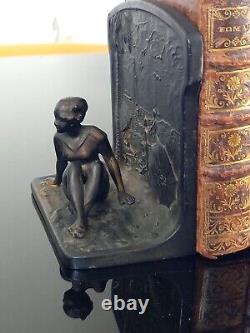 Art Deco Bronze Bookends Signed