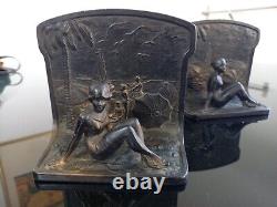 Art Deco Bronze Bookends Signed