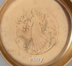 Art Deco Bronze Bowl Just Andersen Antique with Woman Motif. Approx. 1930