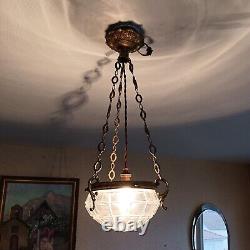 Art Deco Bronze/Brass Glass Ceiling Pendant Chandelier with Ground Size