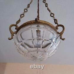 Art Deco Bronze/Brass Glass Ceiling Pendant Chandelier with Ground Size