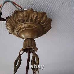 Art Deco Bronze/Brass Glass Ceiling Pendant Chandelier with Ground Size