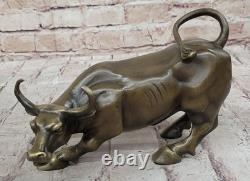 Art Deco Bronze Bull Sculpture Wall Street Figurine